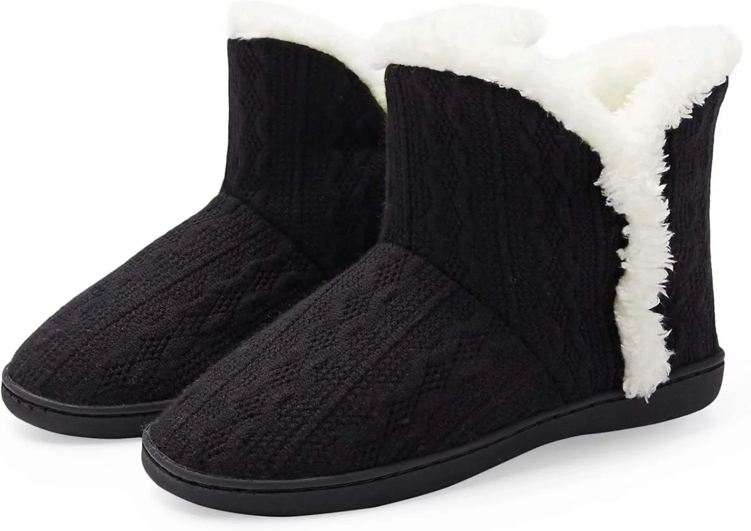 TUOBUQU Women Warm Bootie Slippers Fluffy Plush Indoor Outdoor Winter Booty Slippers