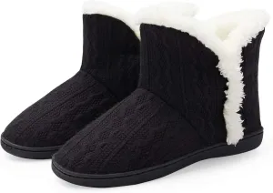 TUOBUQU Women Warm Bootie Slippers Fluffy Plush Indoor Outdoor Winter Booty Slippers