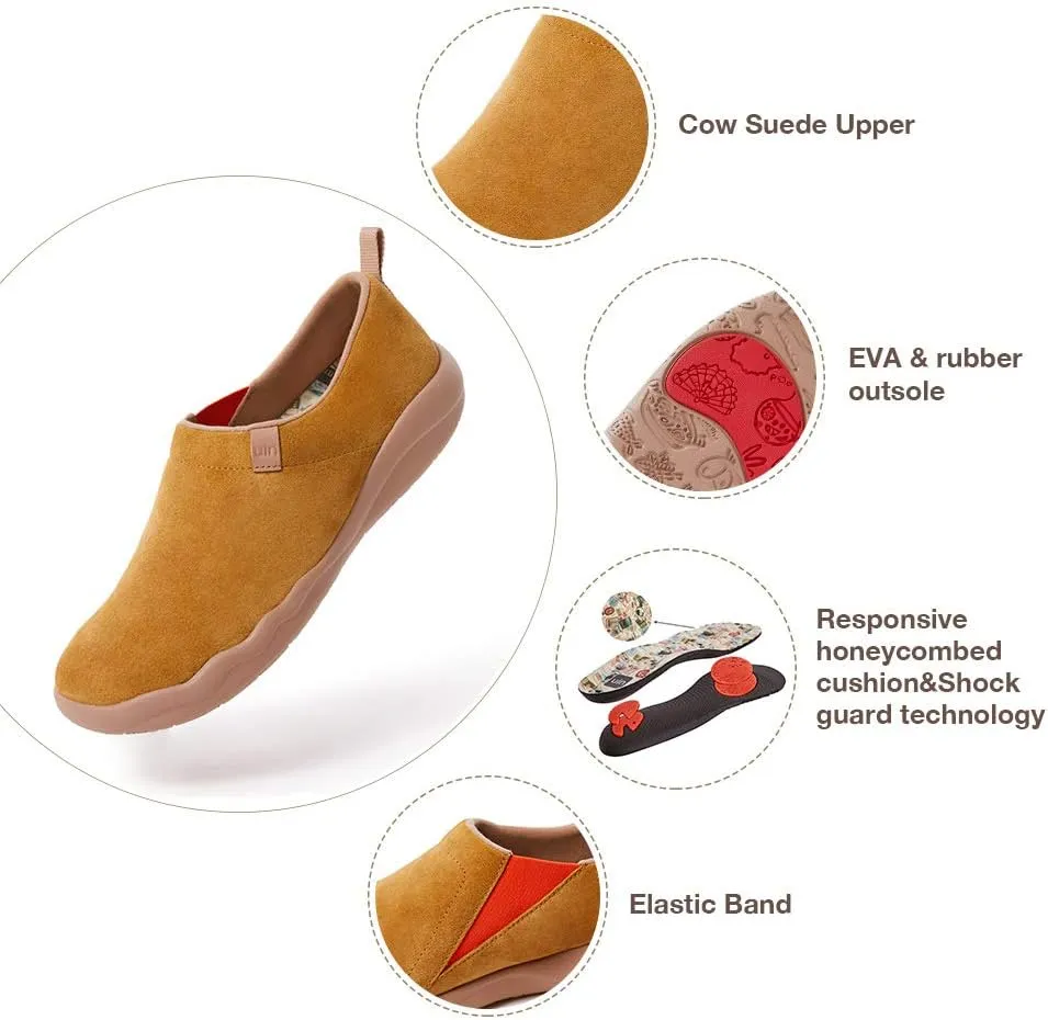 UIN Men's Walking Shoes Slip On Cow Suede Casual Lightweight Comfort Fashion Sneaker Cuenca