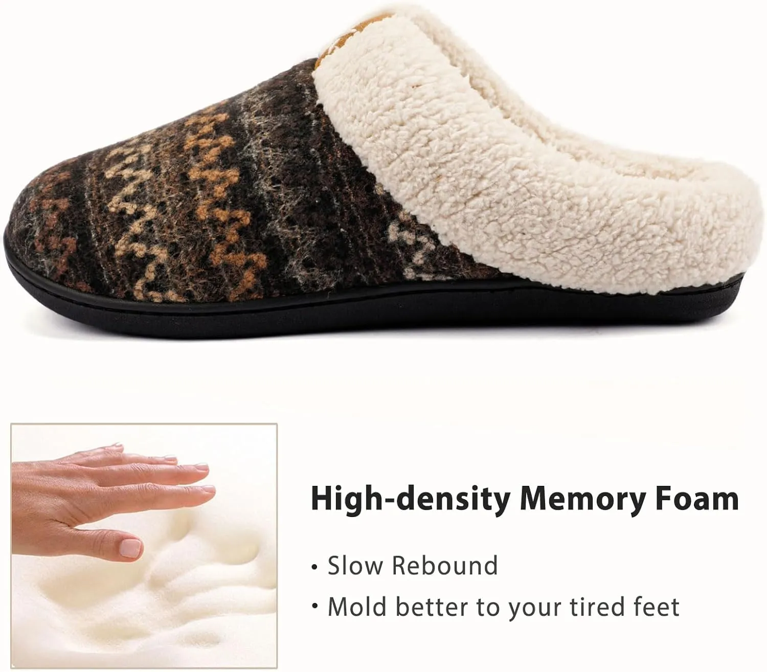 ULTRAIDEAS Women's Indoor Bedroom Slipper with Memory Foam, Gift for Women, Wool-Like House Shoe with Anti-Skid Rubber Sole for Ladies