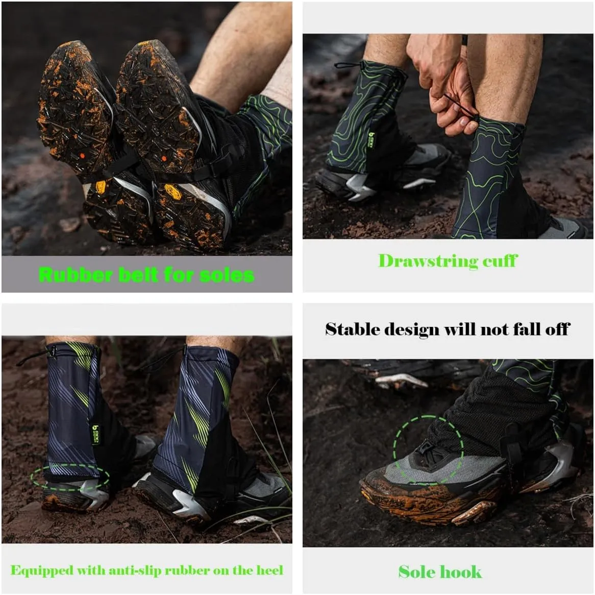 Universal Sandproof Shoe Covers for Trail Running,Outdoor Activities, and Desert Hiking, Lightweight and Adjustable, Short Design for Men and Women