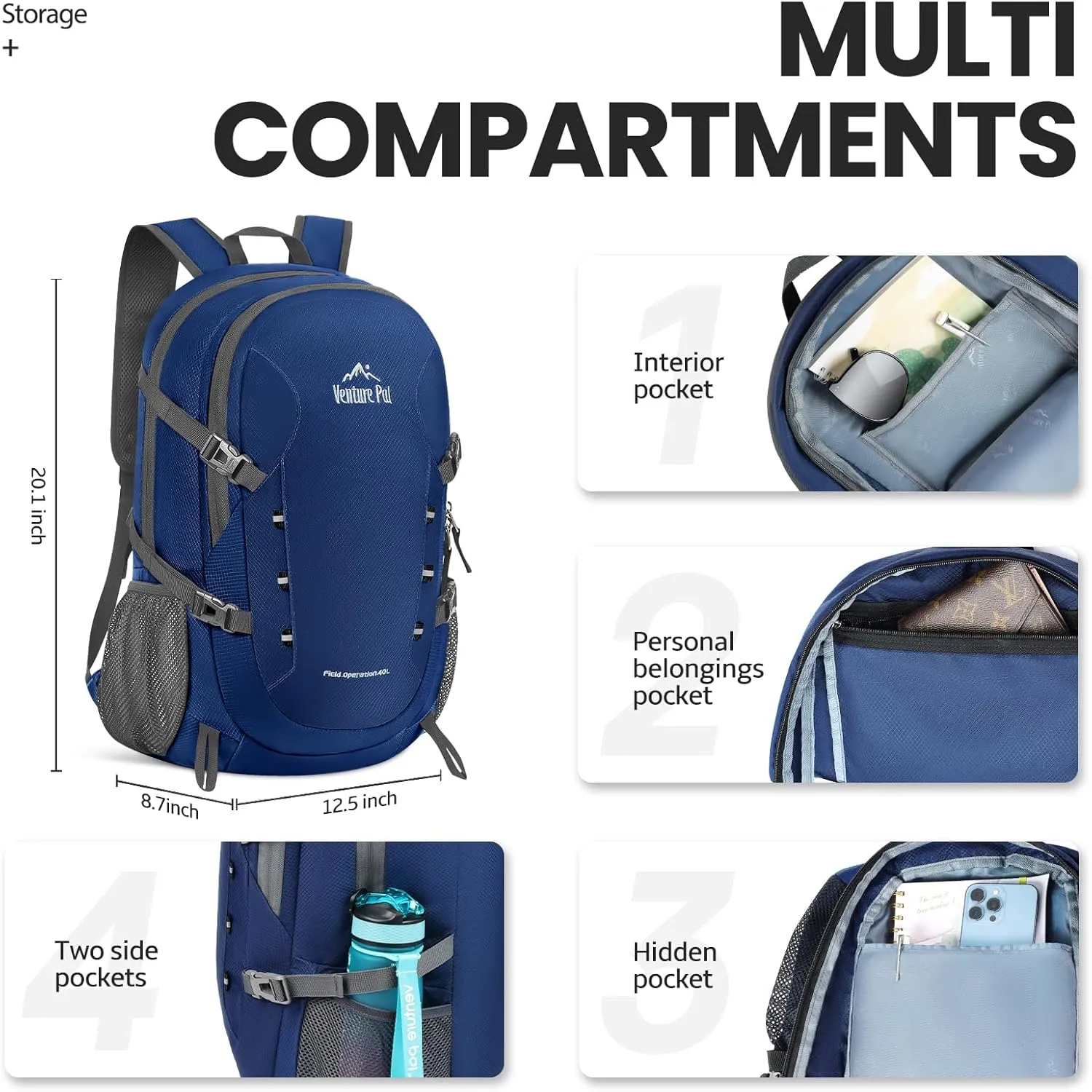 Venture Pal 40L Lightweight Packable Travel Hiking Backpack Daypack
