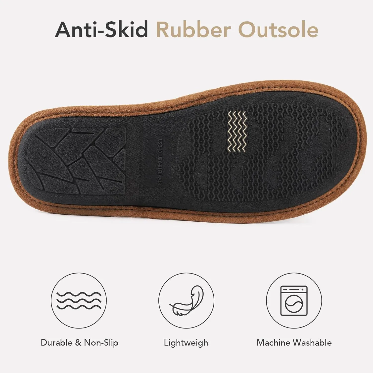 VeraCosy Mens Knitted Scottish Slippers with Soft Memory Foam Non Slip Indoor Rubber Sole