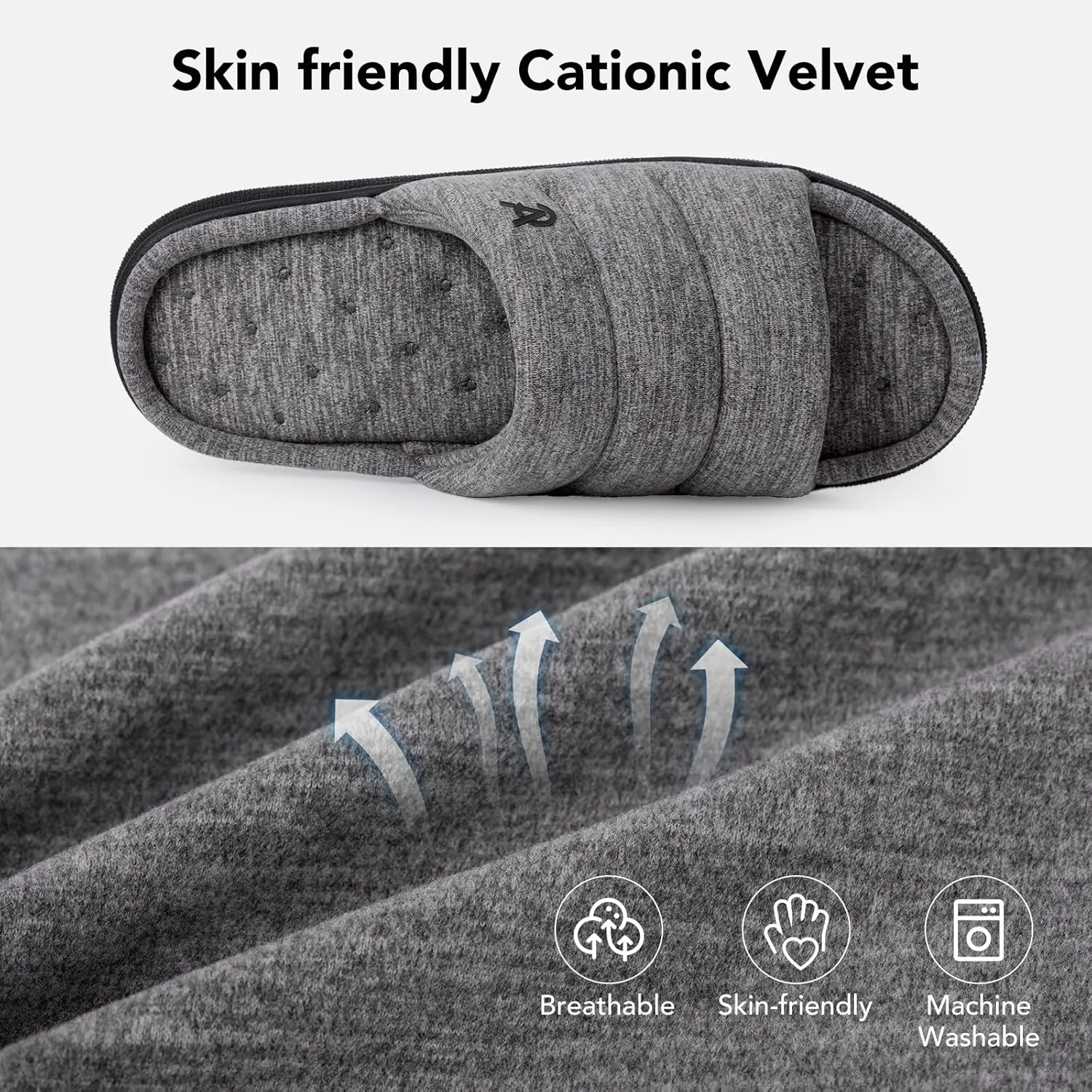 VeraCosy Mens Open-Toe Slippers Memory Foam Indoor Outdoor House Shoes
