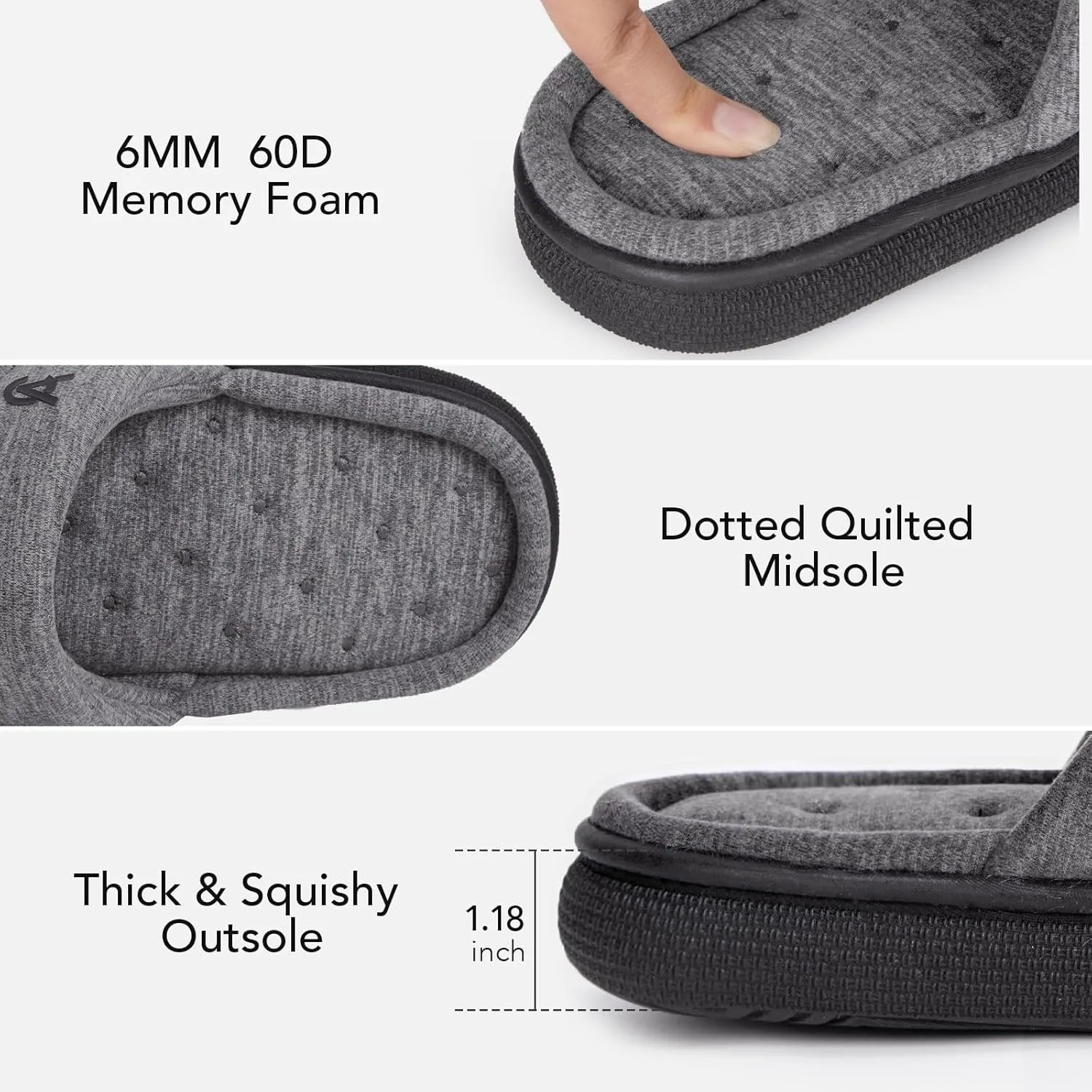 VeraCosy Mens Open-Toe Slippers Memory Foam Indoor Outdoor House Shoes