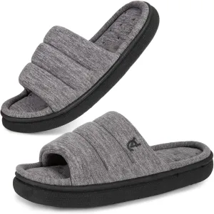 VeraCosy Mens Open-Toe Slippers Memory Foam Indoor Outdoor House Shoes