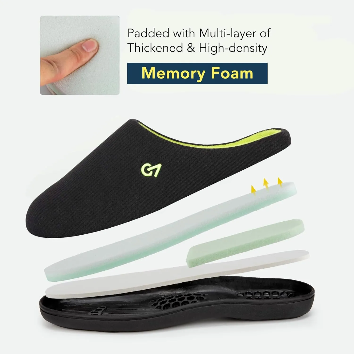 VeraCosy Men's Two-Tone Memory Foam House Slippers Indoor Outdoor Durable Rubber Sole