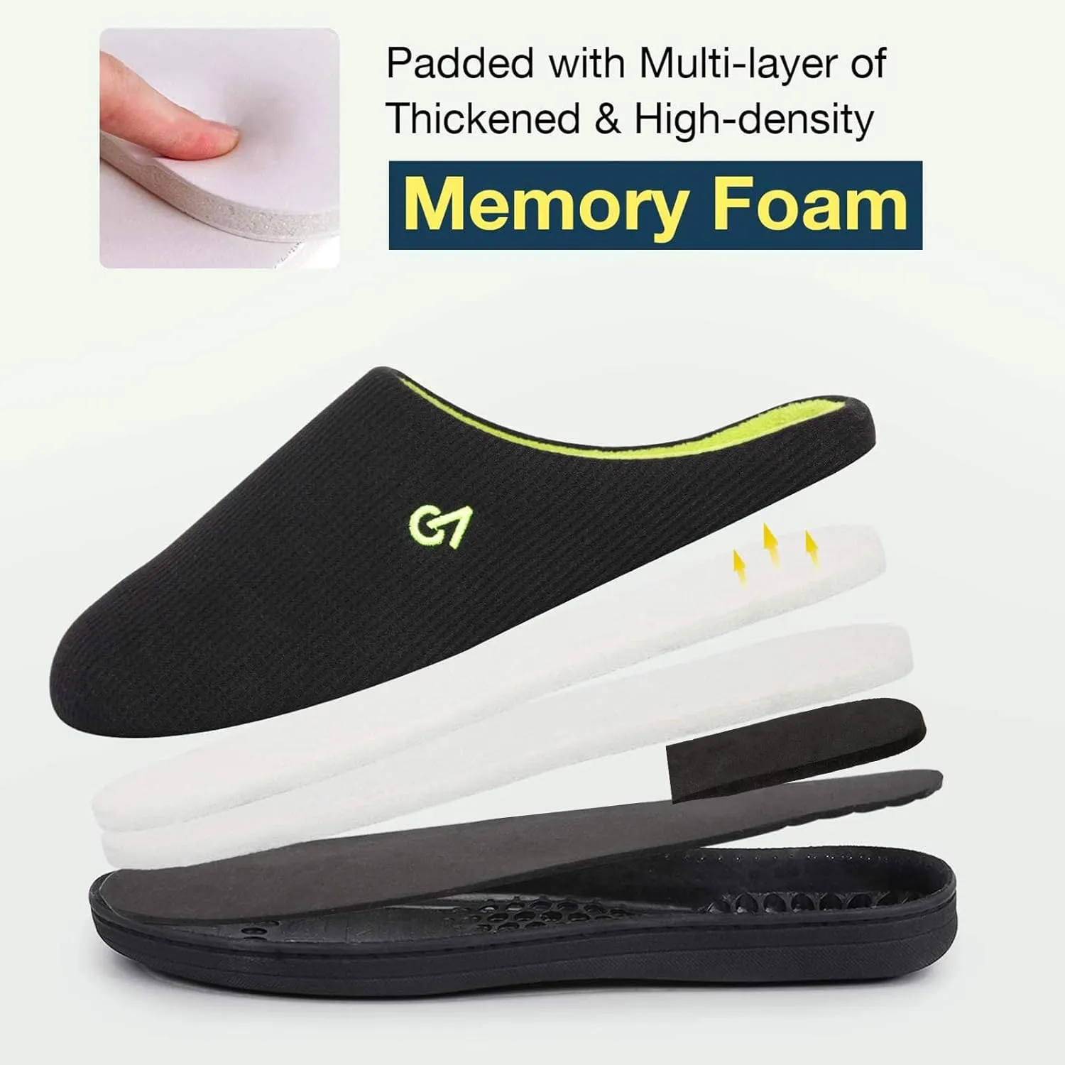 VeraCosy Men's Two-Tone Memory Foam House Slippers Indoor Outdoor Durable Rubber Sole