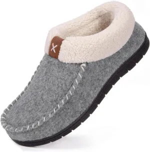 VeraCosy Women's Moccasin Slippers Warm Comfy Wool-felt Memory Foam Indoor House Shoes