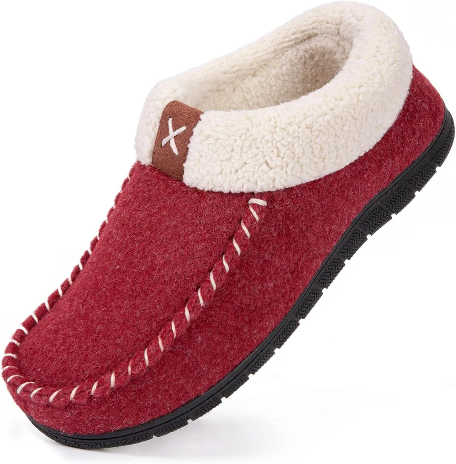 VeraCosy Women's Moccasin Slippers Warm Comfy Wool-felt Memory Foam Indoor House Shoes