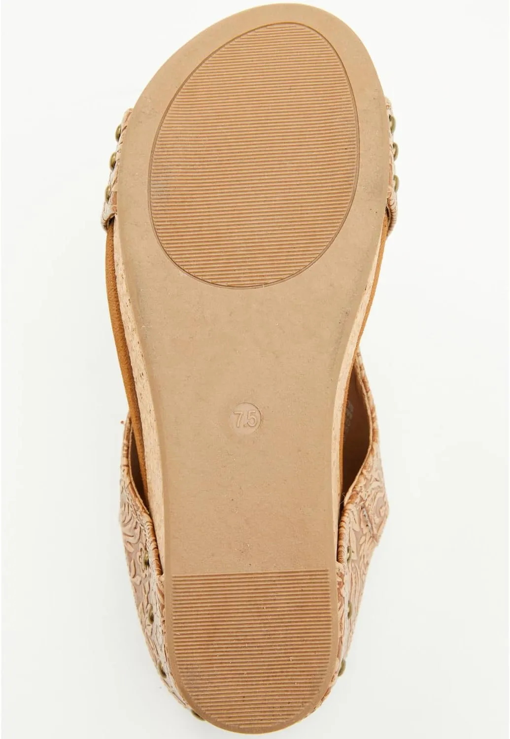 Very G Womens Isabella Tooled 2 Wedge Heel Platform Sandal, Tan