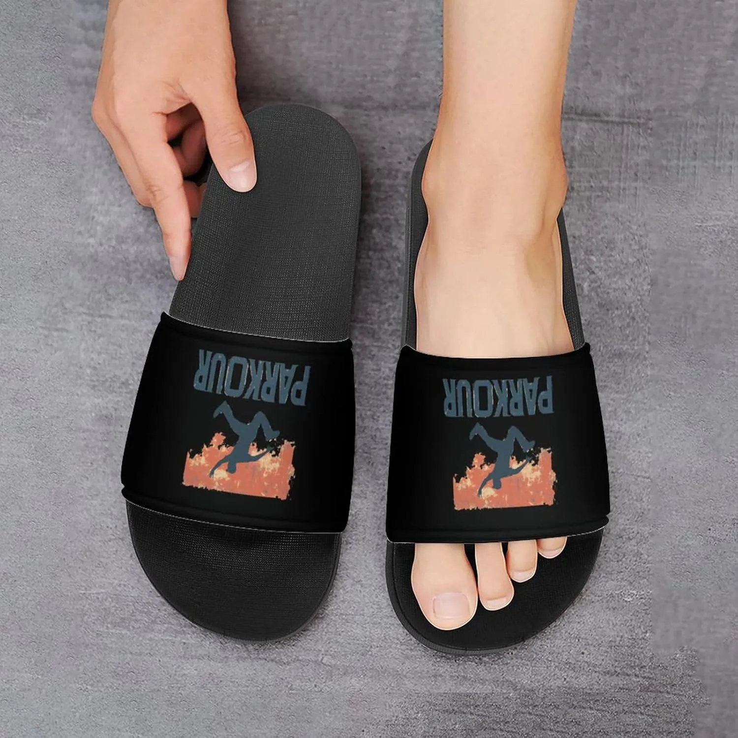 Vintage Parkour Slippers Indoor Outdoor Unisex House Slipper Shower Slippers Non-Slip Open Toe Shoes