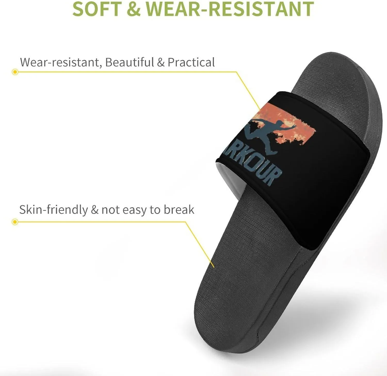 Vintage Parkour Slippers Indoor Outdoor Unisex House Slipper Shower Slippers Non-Slip Open Toe Shoes