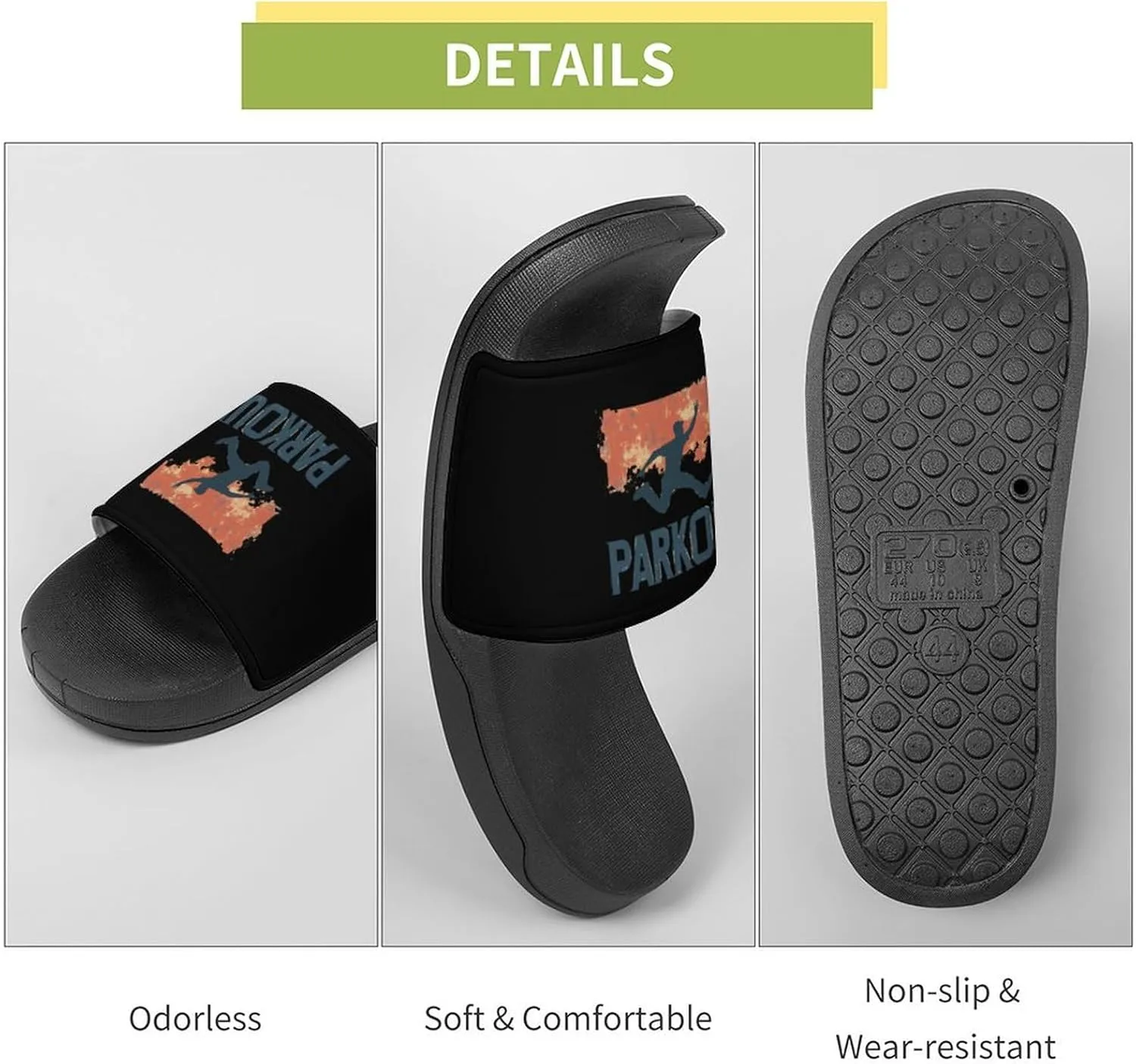 Vintage Parkour Slippers Indoor Outdoor Unisex House Slipper Shower Slippers Non-Slip Open Toe Shoes