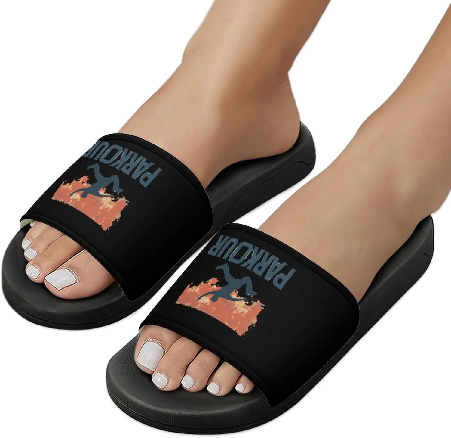 Vintage Parkour Slippers Indoor Outdoor Unisex House Slipper Shower Slippers Non-Slip Open Toe Shoes