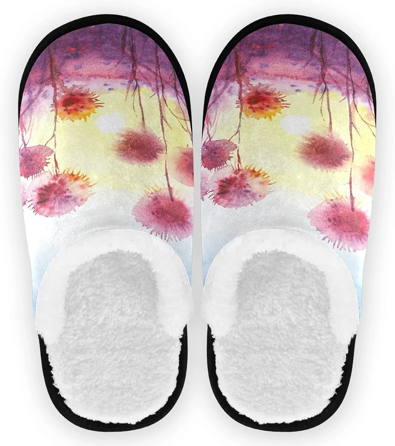 visesunny Purple Dandelions Field At Sunset Cozy Fuzzy Womens Memory Foam House Slippers Plush Fleece Indoor Outdoor Slipper