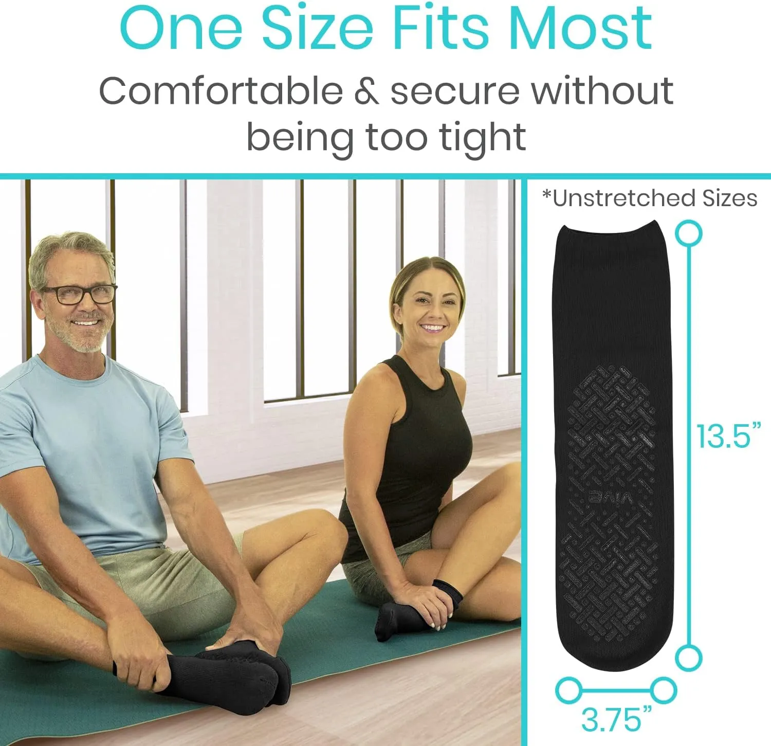 Vive Non-Slip Grip Socks (6 Pairs) - Slipper Socks for Women, Men - Anti-Slip Gripper Socks for Hospital, Yoga, Pilates