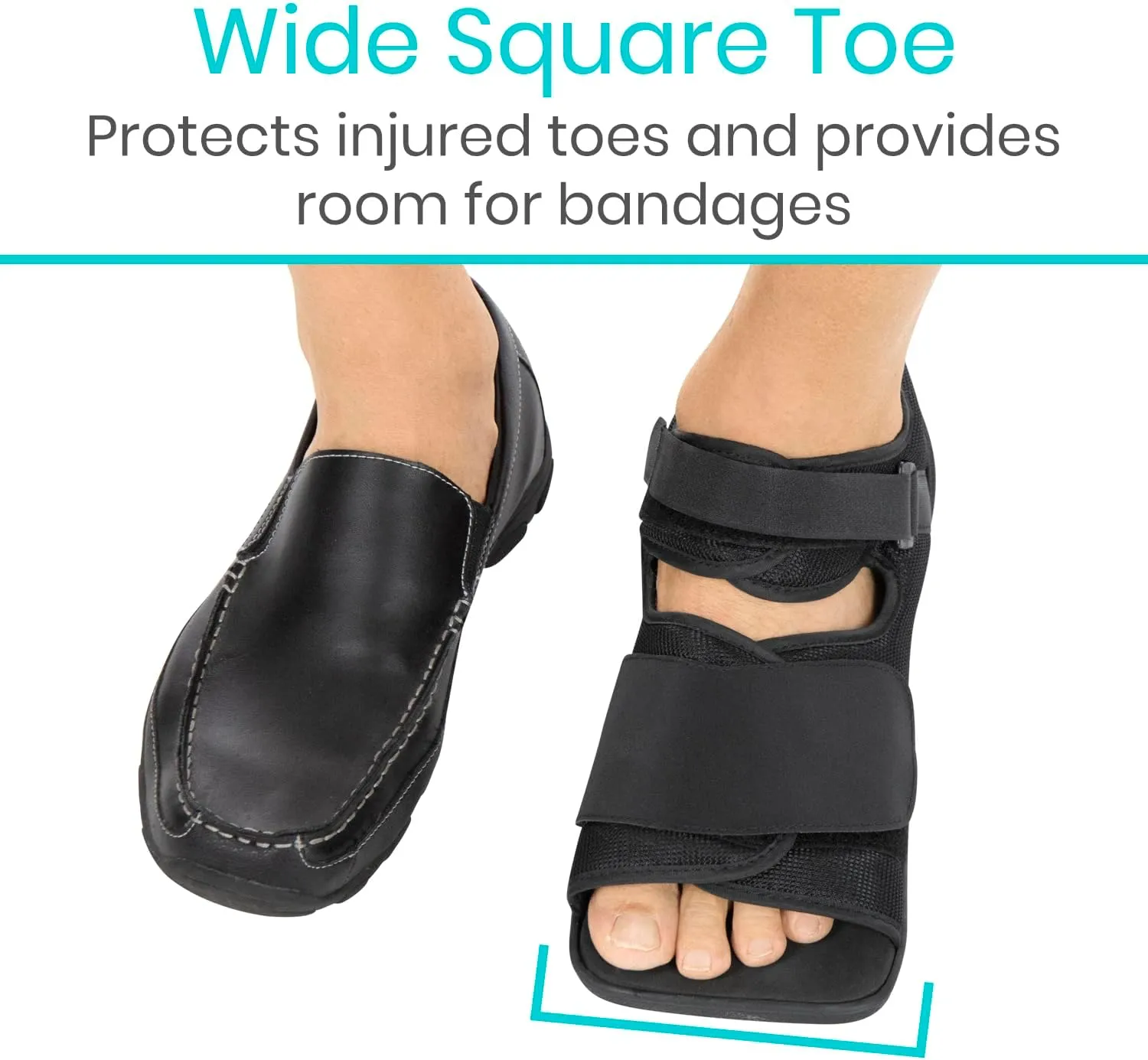 Vive Post Op Shoe - Lightweight Medical Walking Boot with Adjustable Strap - Orthopedic Recovery Cast Shoe for Post Surgery, Fractured Foot, Injured Toes, Stress Fracture, Sprains - Left or Right Foot