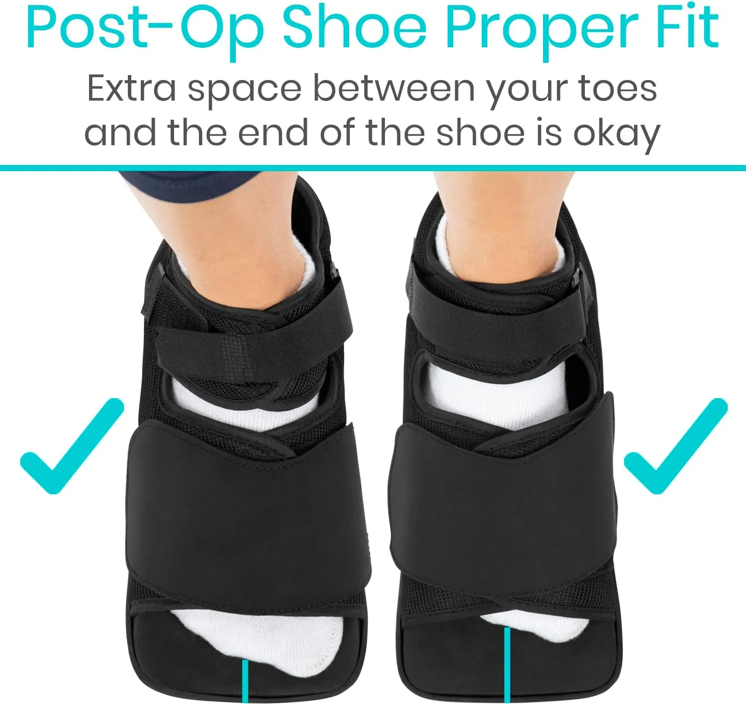 Vive Post Op Shoe - Lightweight Medical Walking Boot with Adjustable Strap - Orthopedic Recovery Cast Shoe for Post Surgery, Fractured Foot, Injured Toes, Stress Fracture, Sprains - Left or Right Foot