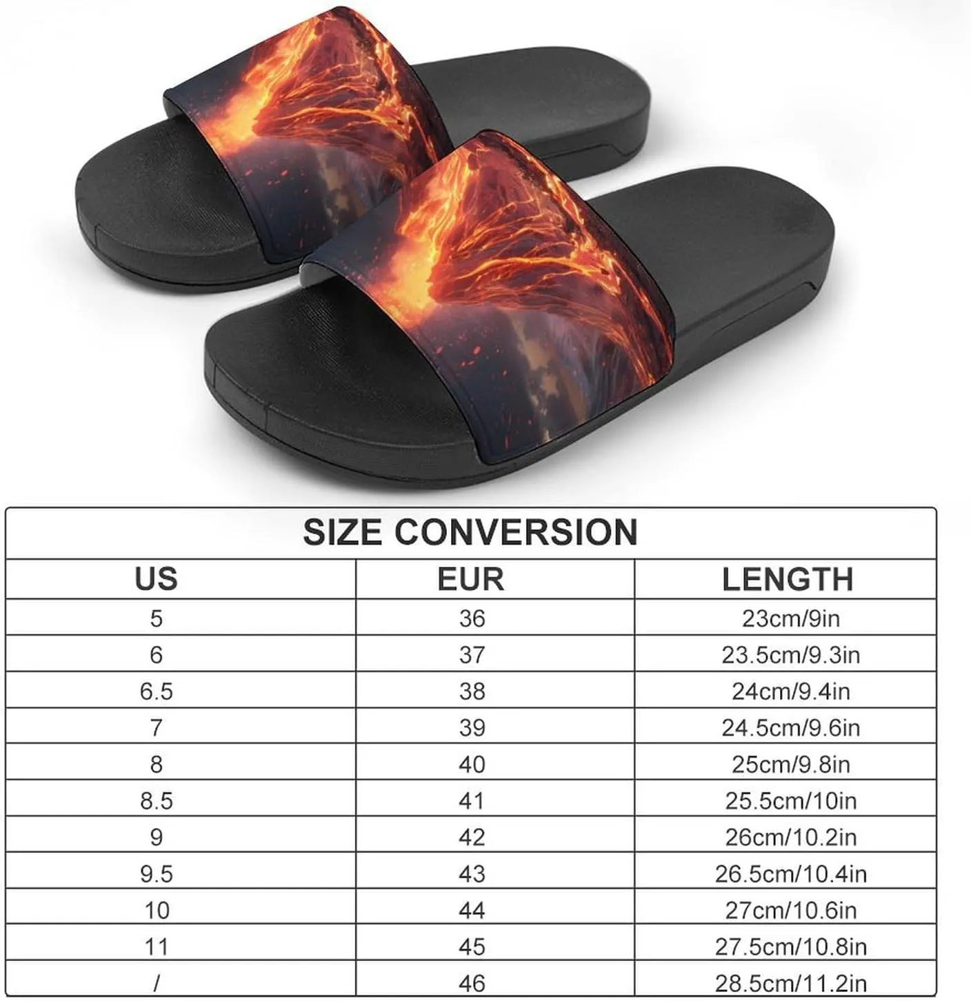 Volcano Eruption(1) Home Slipper PVC Open Toe Shower Shoes Non-Slip Bathroom Sandals Pool Sandals for Men Women