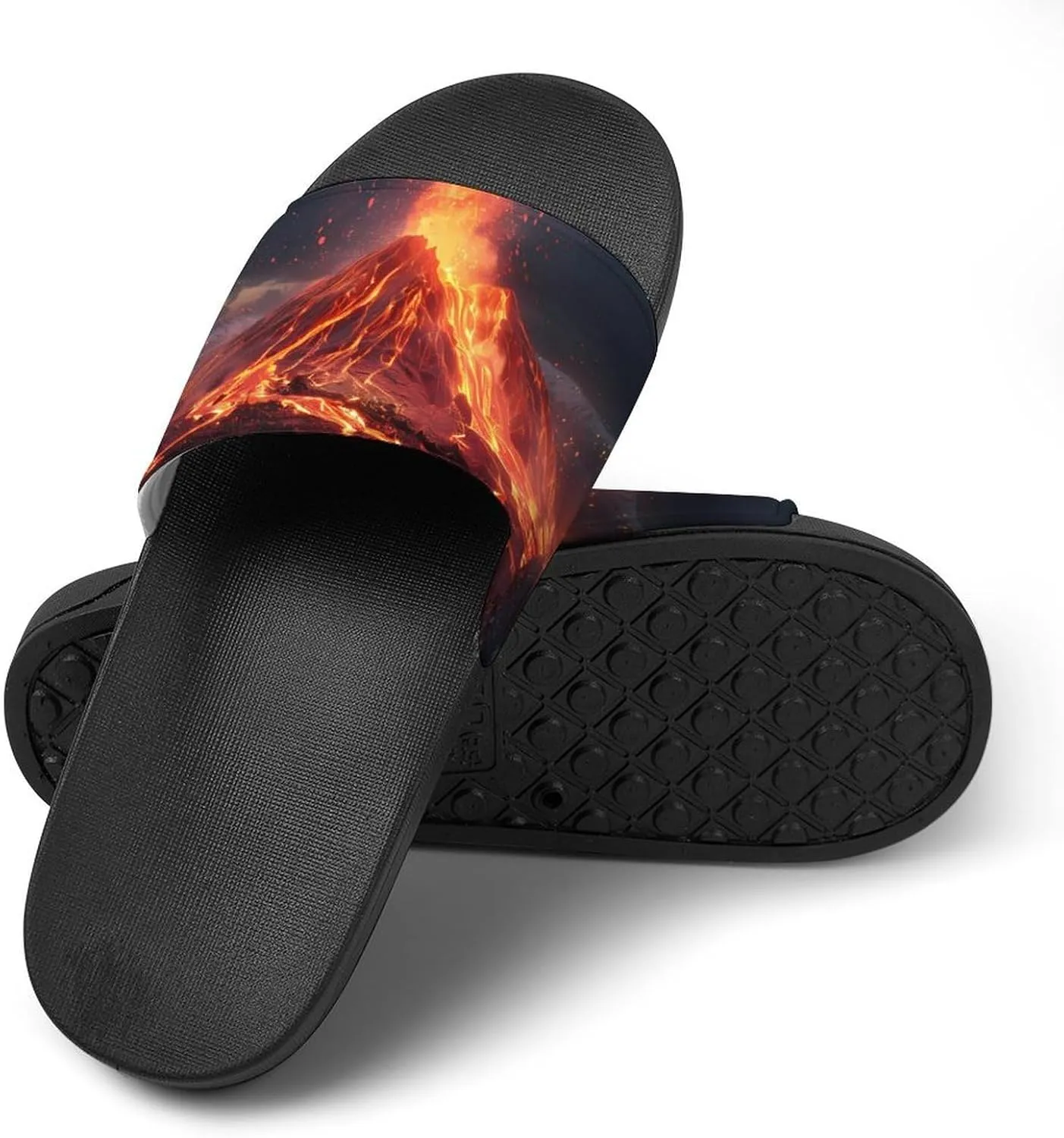 Volcano Eruption(1) Home Slipper PVC Open Toe Shower Shoes Non-Slip Bathroom Sandals Pool Sandals for Men Women