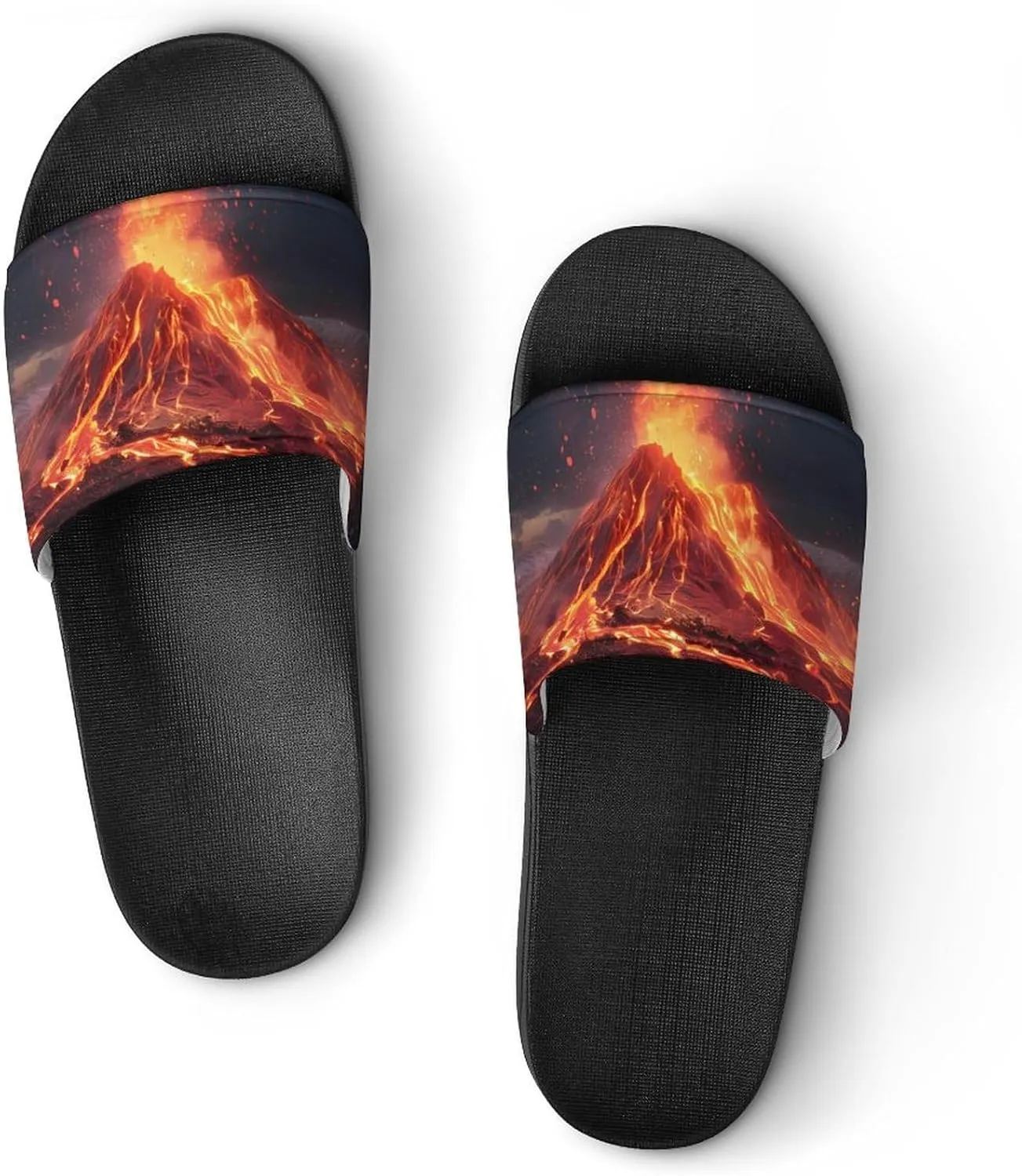 Volcano Eruption(1) Home Slipper PVC Open Toe Shower Shoes Non-Slip Bathroom Sandals Pool Sandals for Men Women