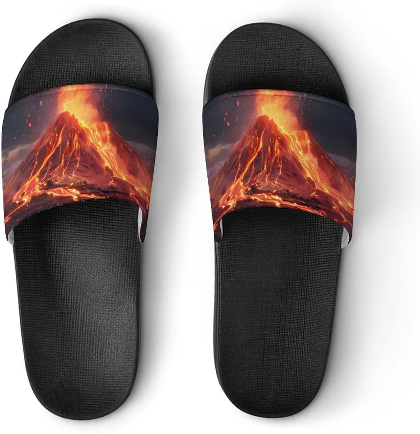 Volcano Eruption(1) Home Slipper PVC Open Toe Shower Shoes Non-Slip Bathroom Sandals Pool Sandals for Men Women