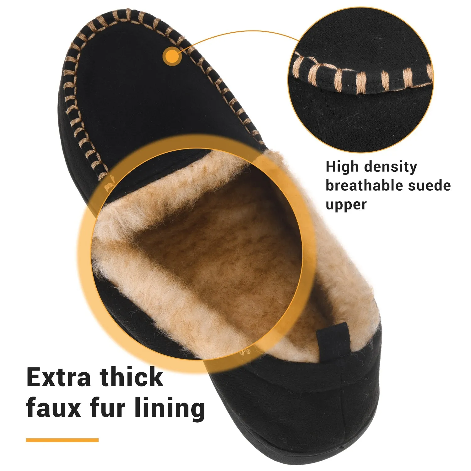 VONMAY Men's Moccasin Slippers Fuzzy House Shoes Winter Memory Foam