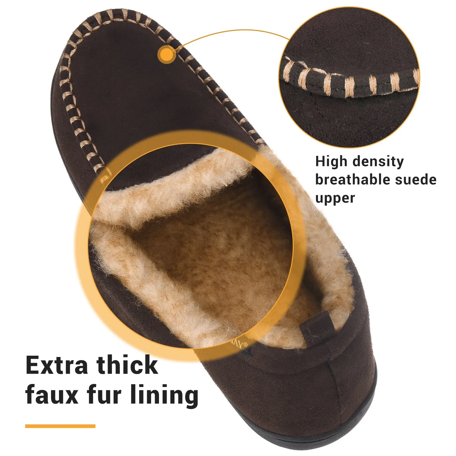 VONMAY Men's Moccasin Slippers Fuzzy House Shoes Winter Memory Foam