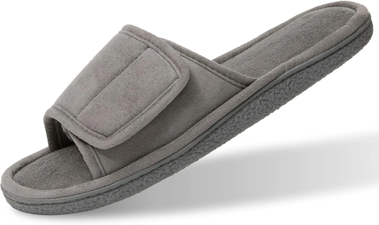 WALKFUN Men's Open Toe Slippers Adjustable Slip-on Memory Foam Indoor Slippers for Men Non Slip Outsole