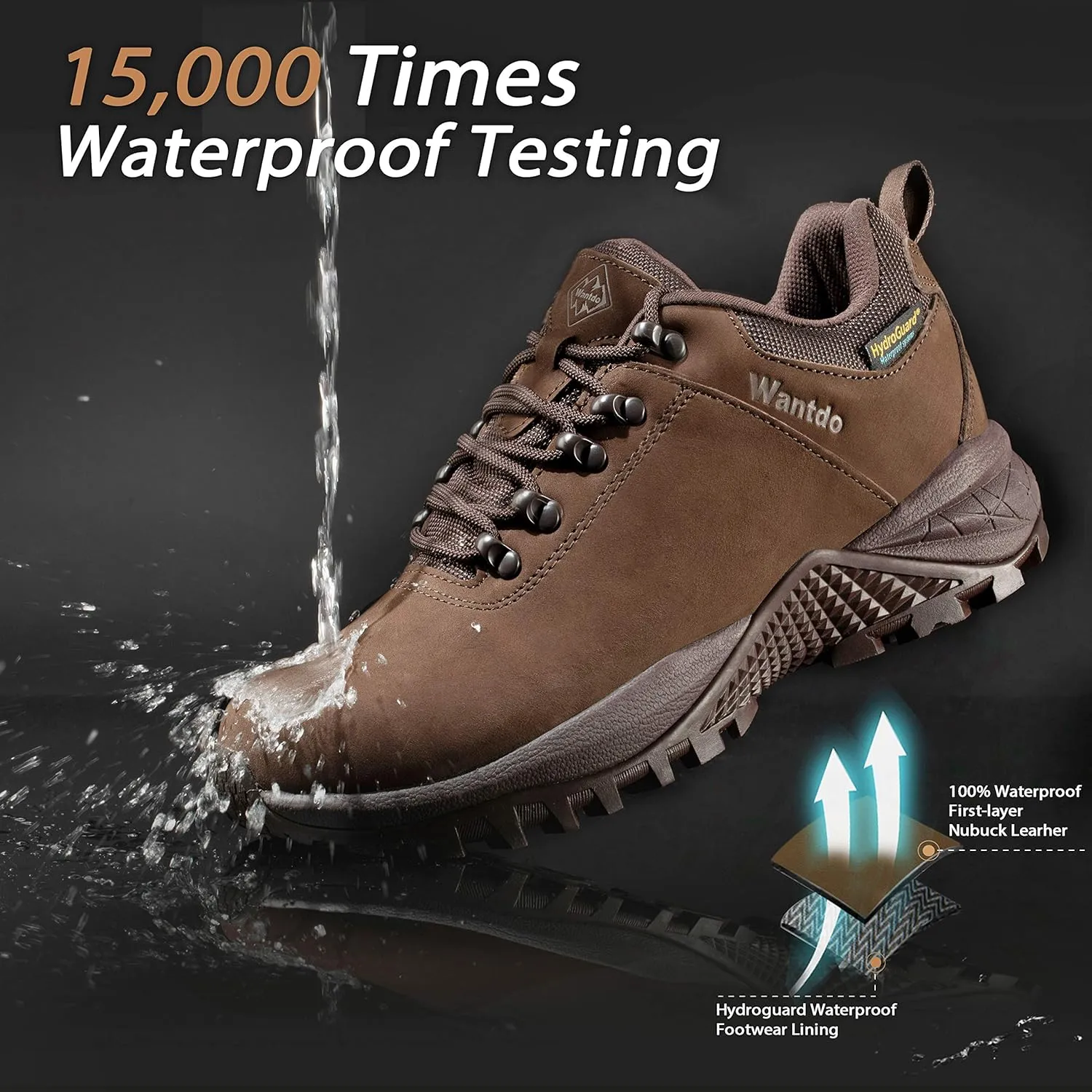 wantdo Women's Waterproof Hiking Shoe Hydroguard Hiking Boots for Outdoor Trekking Backpacking Mountaineering