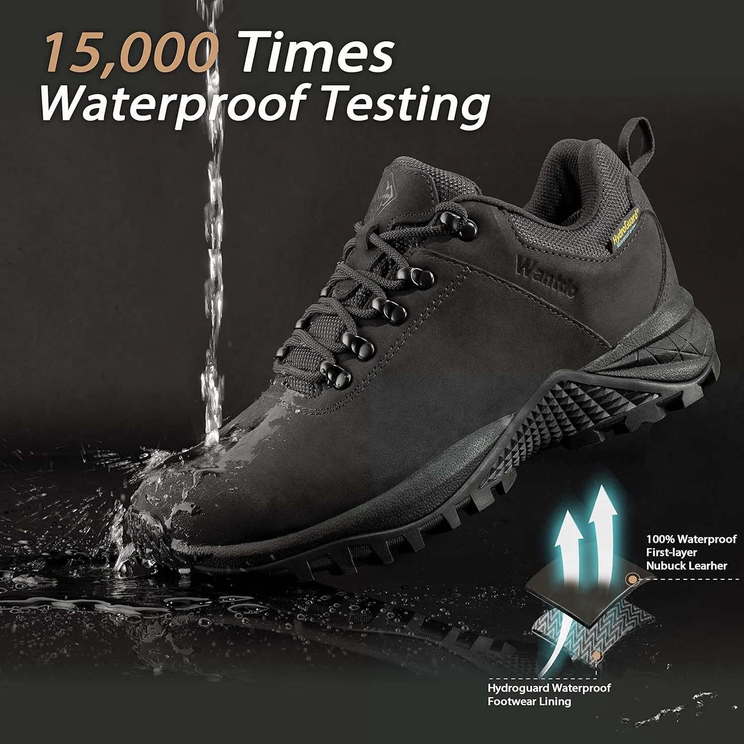 wantdo Women's Waterproof Hiking Shoe Hydroguard Hiking Boots for Outdoor Trekking Backpacking Mountaineering
