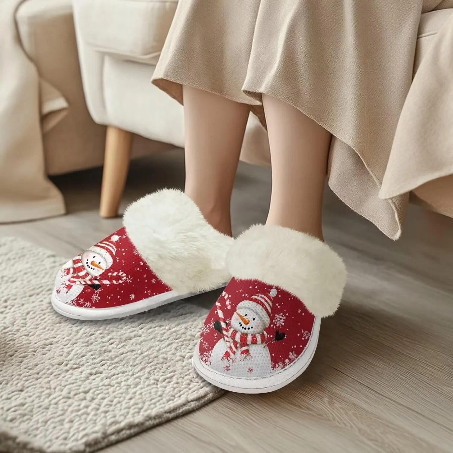 Warm House Slippers for Women Comfy Flannel Lined Winter Slippers with Memory Foam Soles Indoor Outdoor Shoes