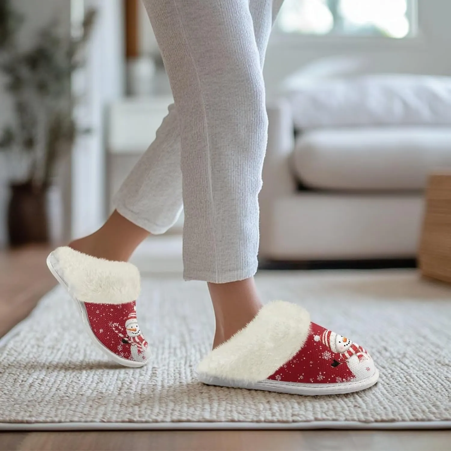 Warm House Slippers for Women Comfy Flannel Lined Winter Slippers with Memory Foam Soles Indoor Outdoor Shoes