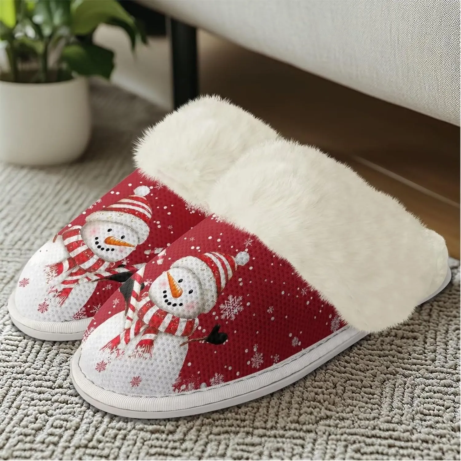 Warm House Slippers for Women Comfy Flannel Lined Winter Slippers with Memory Foam Soles Indoor Outdoor Shoes