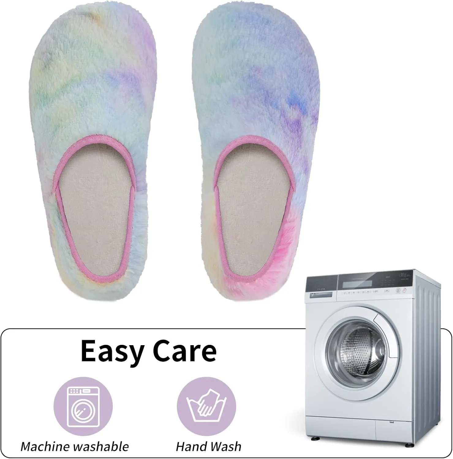 WateLves Womens & Mens Lightweight Cozy Faux Furry House Slippers - Rubber Sole Slip On Sock Shoes - Foldable Travel Slippers - Indoor & Outdoor