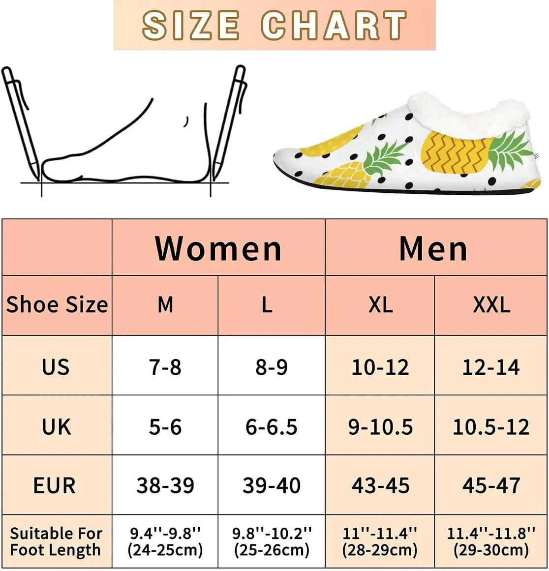 Watercolor Pineapple Polka Dots Slipper for Women and Men Non-Slip Fuzzy Slipper Socks Memory Foam Slippers Winter Warm Home Slippers Fur Lining