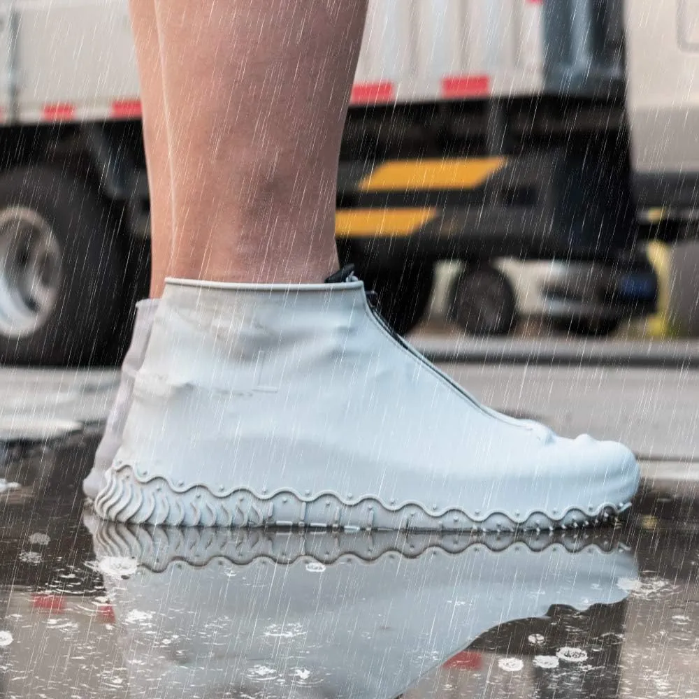 Waterproof Shoe Covers, Silicone Reusable Shoe Cover Non-slip Durable Zipper Elastic Rain Cover Protection for Men Women (L (Women 7.5-10.5, Men 6.5-9), Grey)