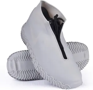 Waterproof Shoe Covers, Silicone Reusable Shoe Cover Non-slip Durable Zipper Elastic Rain Cover Protection for Men Women (L (Women 7.5-10.5, Men 6.5-9), Grey)