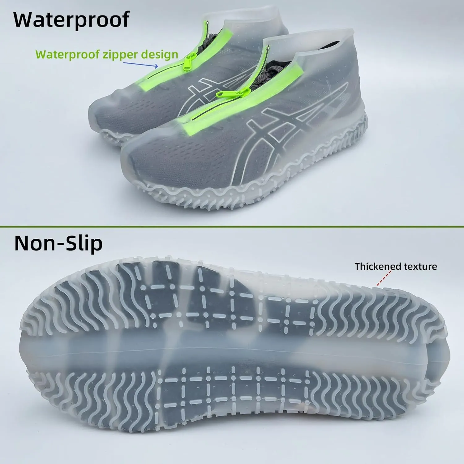 Waterproof Shoe Covers with Zipper,Reusable Silicone Rain Overshoes for Men & Women,Keep Shoes Dry in Rain,Snow,Mud (Zipper Clear, Medium)