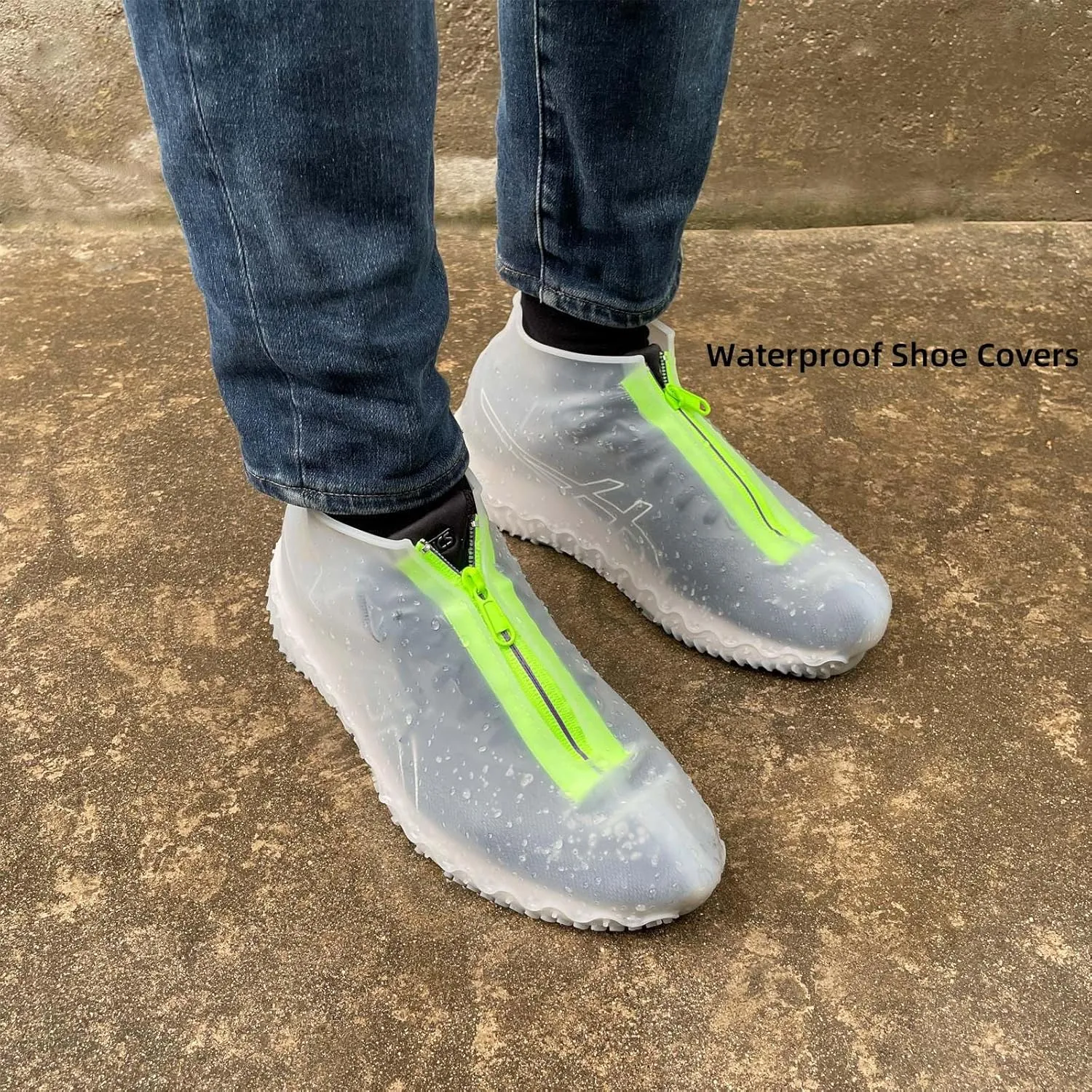 Waterproof Shoe Covers with Zipper,Reusable Silicone Rain Overshoes for Men & Women,Keep Shoes Dry in Rain,Snow,Mud (Zipper Clear, Medium)
