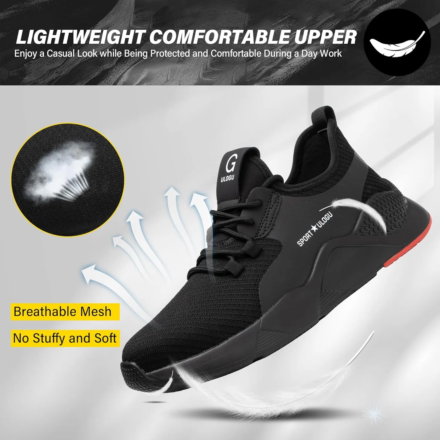 Waterproof Steel Toe Shoes for Men Women Work Shoe Lightweight Safety Sneakers Comfortable Puncture Proof Shoe Zapatos Punta de Acero para Hombres Black