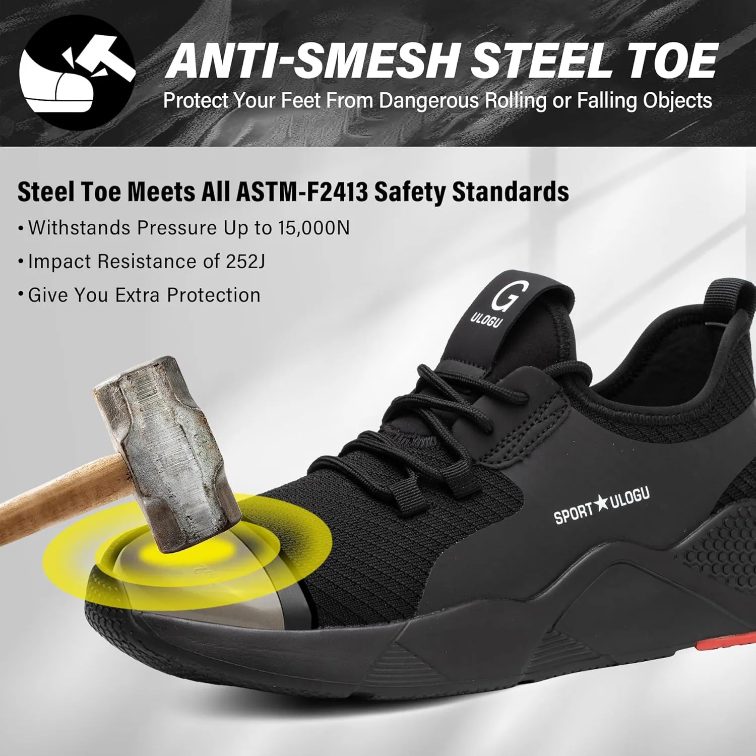 Waterproof Steel Toe Shoes for Men Women Work Shoe Lightweight Safety Sneakers Comfortable Puncture Proof Shoe Zapatos Punta de Acero para Hombres Black