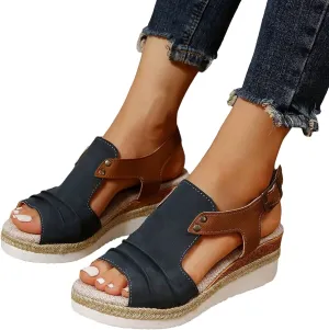 Wedge Sandals for Women,Espadrilles for Women Open Toe Ankle Strap Wedge Heels Sandals Platform Dressy Summer Sandals Wide Width Comfortable Orthopedic Sandals Casual