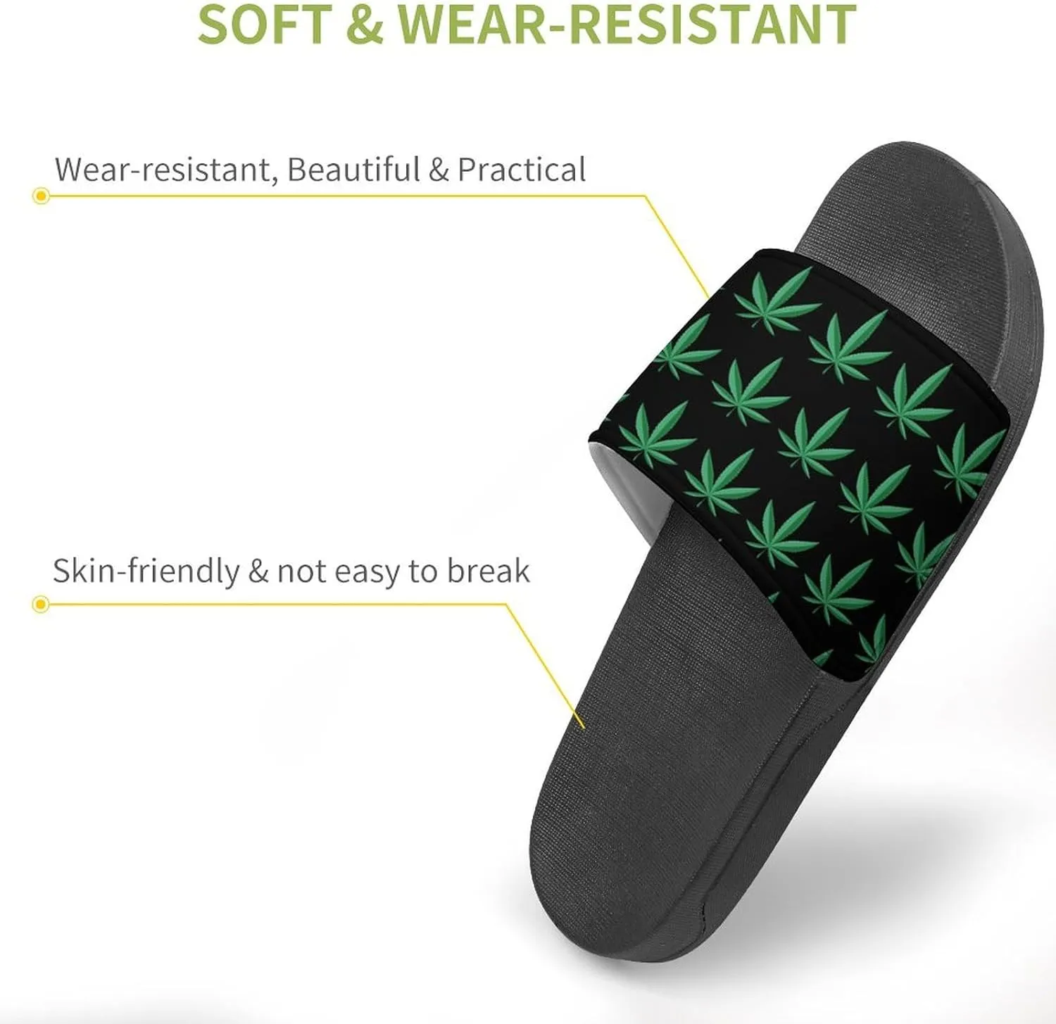 Weed Leaf Cannabis Marijuana Red Yellow Green Art Summer Slippers Womens Men Slides Shoes Sandals Flag Flip Flops