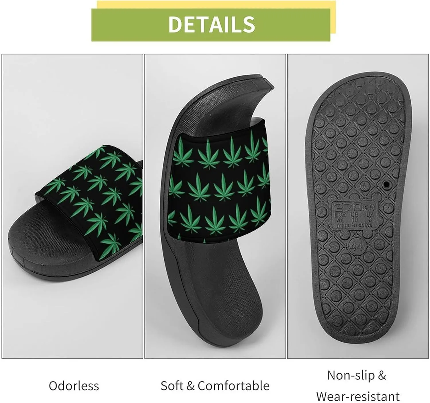 Weed Leaf Cannabis Marijuana Red Yellow Green Art Summer Slippers Womens Men Slides Shoes Sandals Flag Flip Flops