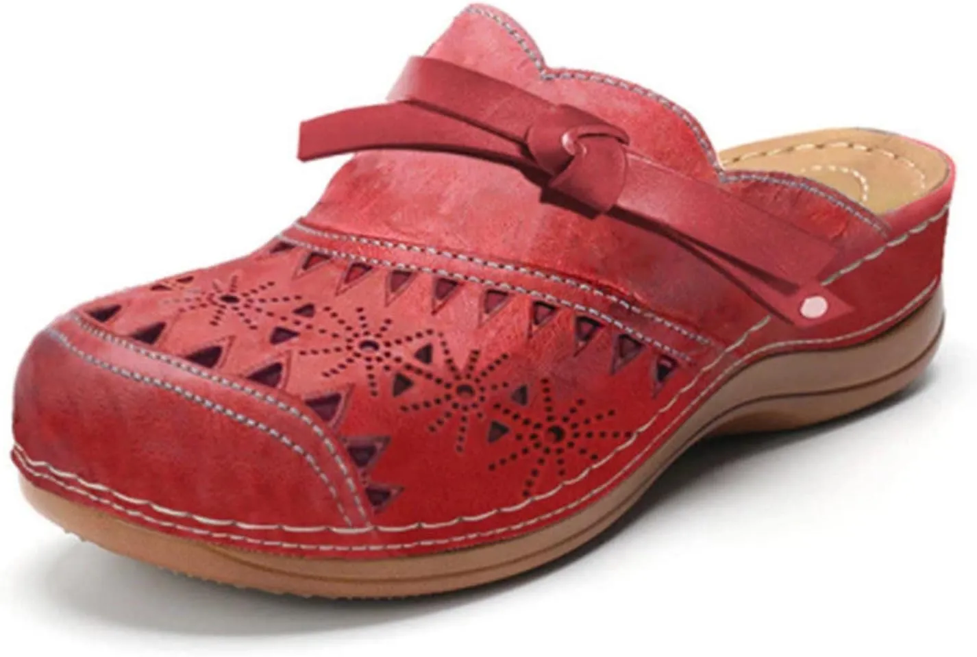Wide Width Wedge Sandals for Women Trendy Hollow Out Closed Toe Slip On Slippers Arch Support Outdoor Beach Sandal