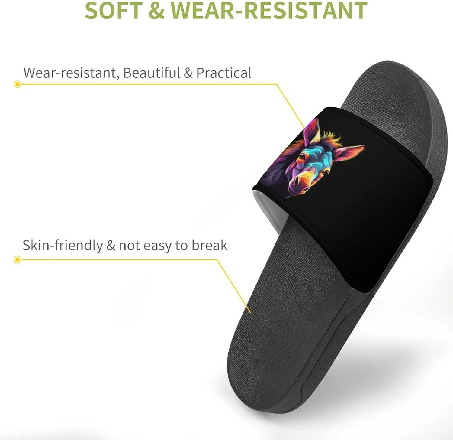 Wild Donkey PVC Home Slippers Non Slip Shower Shoes Bathroom Slippers Sandals for Women Men