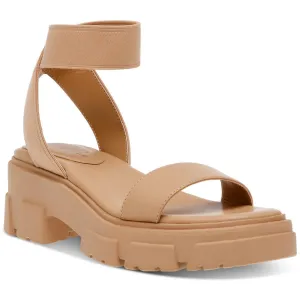 Wild Pair Womens Theodorra Faux Leather Platform Sandals Tan 8.5 Medium (B,M)