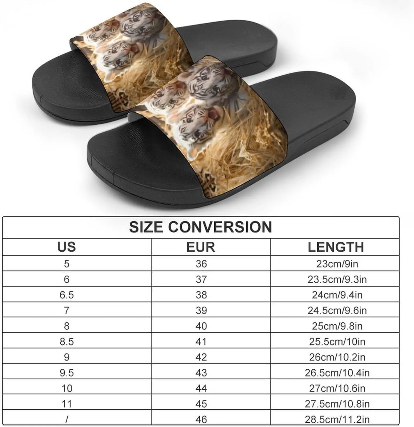 Wild White Tiger PVC Home Slippers Non Slip Shower Shoes Bathroom Slippers Sandals for Women Men